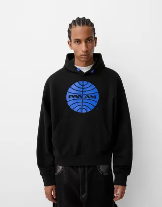 Pan Am tryck boxy fit huvtröja