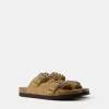 Platta sandaler med spännade läder Platta sandaler med spännade läder