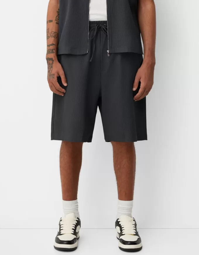 Plisserade Bermuda sweatshorts Plisserade Bermuda sweatshorts