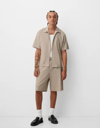 Plisserade Bermuda sweatshorts