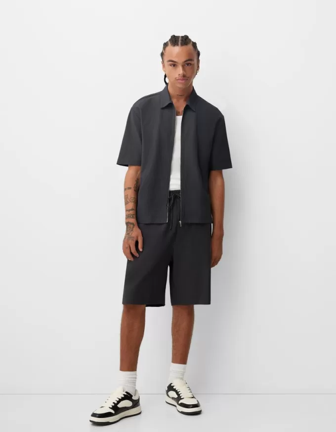 Plisserade Bermuda sweatshorts Plisserade Bermuda sweatshorts