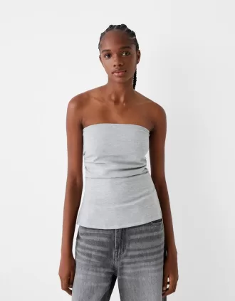Ponte di Roma stickad bandeau topp med rynkad detalj