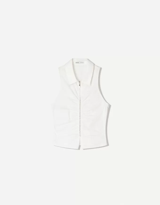 Poplin topp med dragkedja Poplin topp med dragkedja
