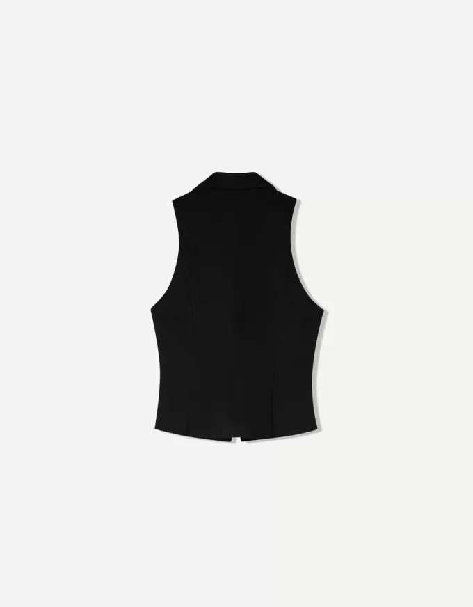 Poplin topp med dragkedja
