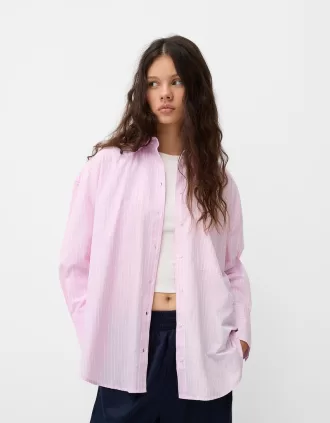 Randig oversize långärmad skjorta