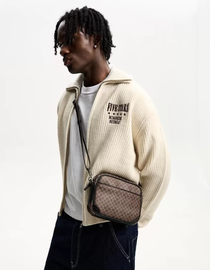 Retro crossbody-väska med tryck