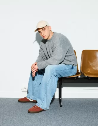 Retro sneakers i delat läder