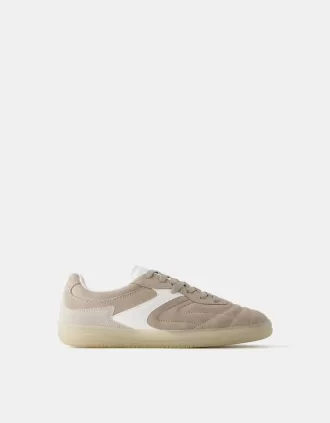 Retro sneakers i delat läder