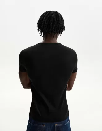 Ribbstickad kortärmad T-shirt