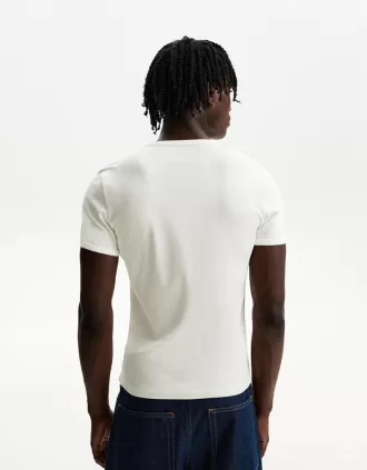 Ribbstickad kortärmad T-shirt