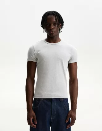 Ribbstickad kortärmad T-shirt