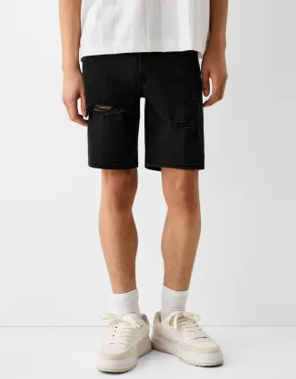 Rippade denim bermudashorts