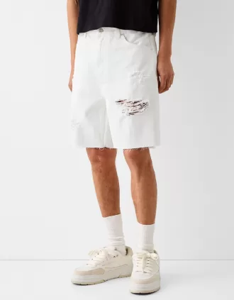 Rippade denim bermudashorts