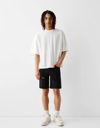 Rippade denim bermudashorts