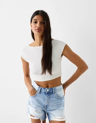 Rippade jeansshorts
