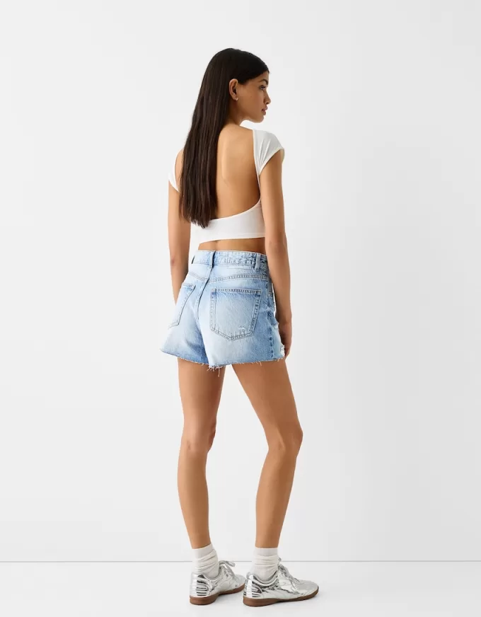 Rippade jeansshorts