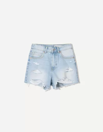 Rippade jeansshorts