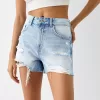 Rippade jeansshorts
