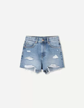 Rippade jeansshorts
