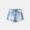 Rippade jeansshorts