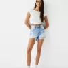 Rippade jeansshorts
