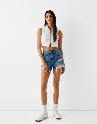 Rippade jeansshorts