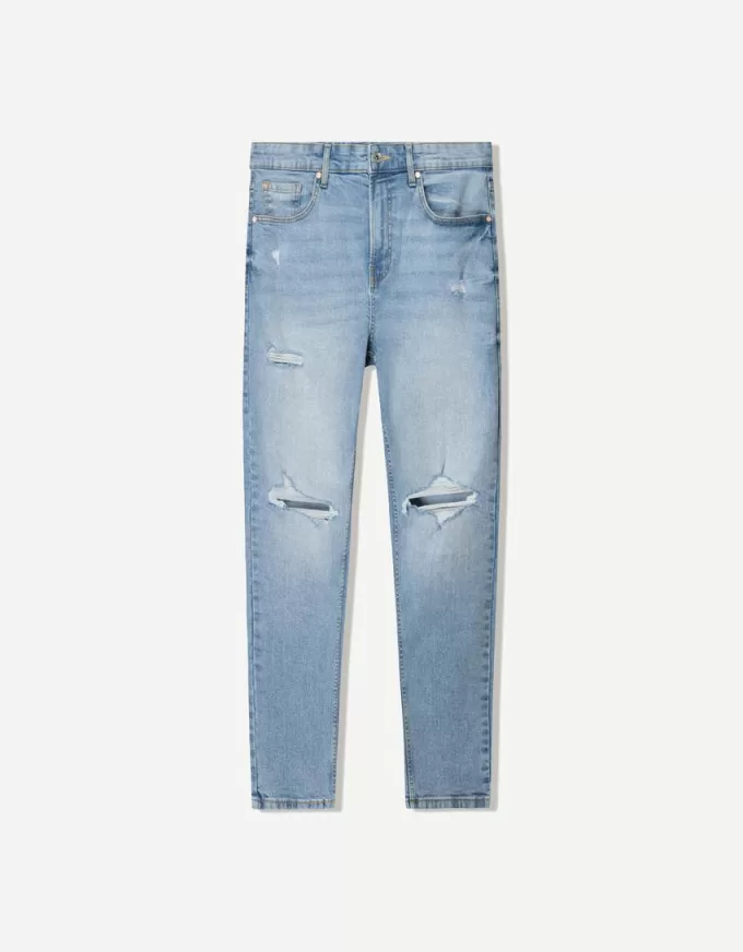 Rippade morotspassformiga jeans Rippade morotspassformiga jeans