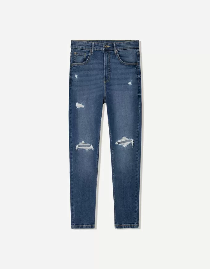 Rippade morotspassformiga jeans Rippade morotspassformiga jeans