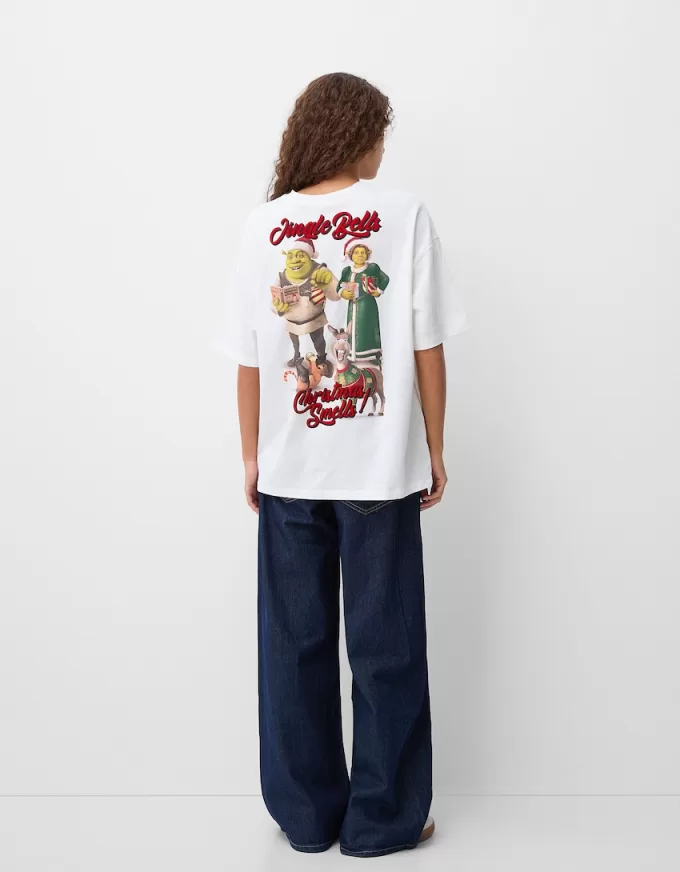 Shrek-tryckt kortärmad T-shirt