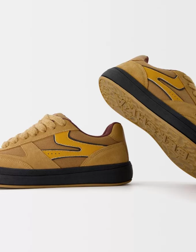 Skatersneakers i delat läder Skatersneakers i delat läder