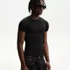 Slim-fit kortärmad T-shirt med sömmar Slim-fit kortärmad T-shirt med sömmar