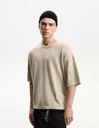 Sliten kortärmad T-shirt