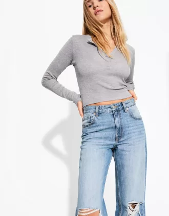 Slitna 90-talsjeans med vida ben