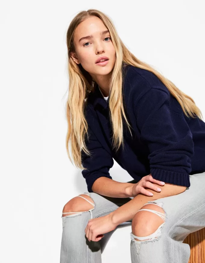 Slitna 90-talsjeans med vida ben