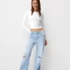 Slitna 90-talsjeans med vida ben Slitna 90-talsjeans med vida ben