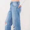 Slitna 90-talsjeans med vida ben Slitna 90-talsjeans med vida ben