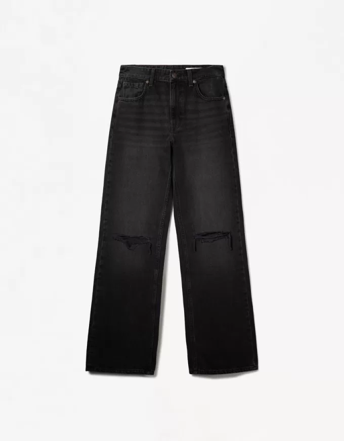 Slitna 90-talsjeans med vida ben Slitna 90-talsjeans med vida ben