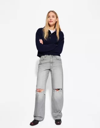Slitna 90-talsjeans med vida ben