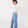Slitna 90-talsjeans med vida ben Slitna 90-talsjeans med vida ben