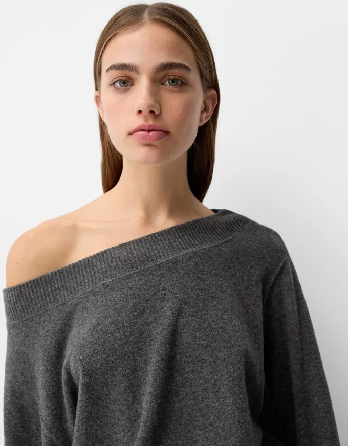 Soft touch asymmetrisk tröja med hals