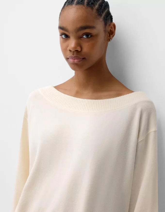 Soft touch asymmetrisk tröja med hals
