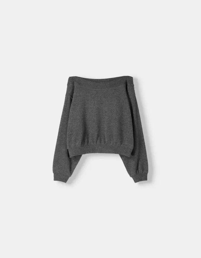 Soft touch asymmetrisk tröja med hals