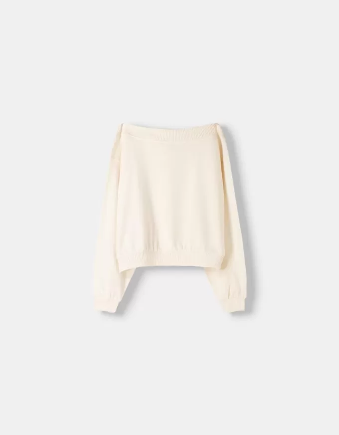 Soft touch asymmetrisk tröja med hals