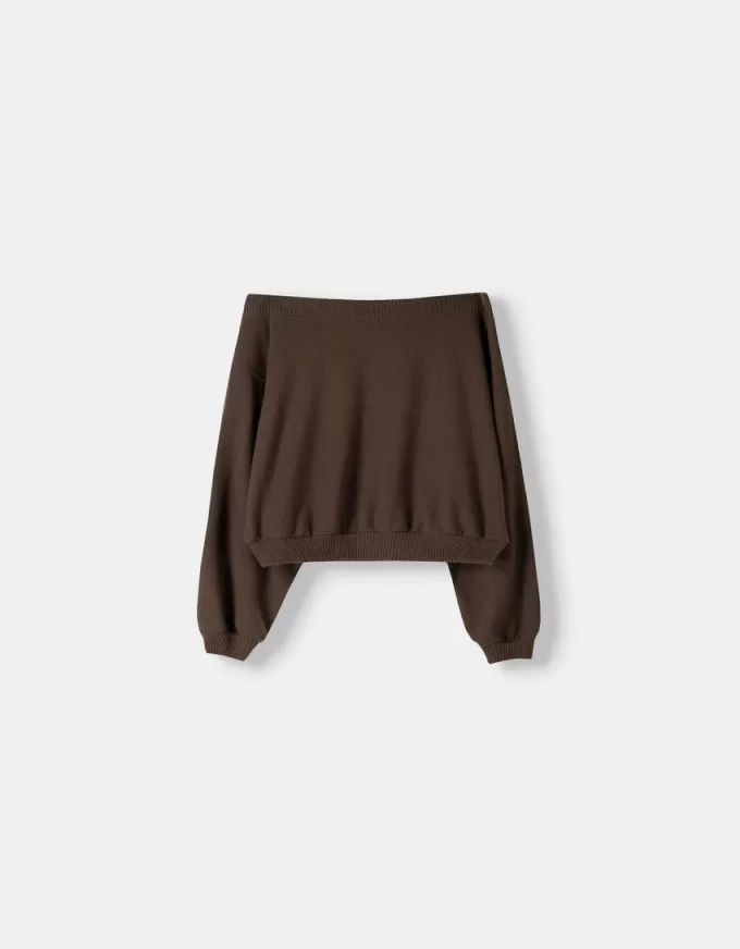 Soft touch asymmetrisk tröja med hals