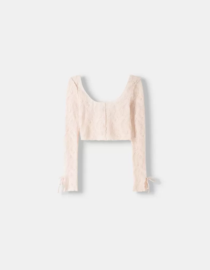 Spets T-shirt med rosetter
