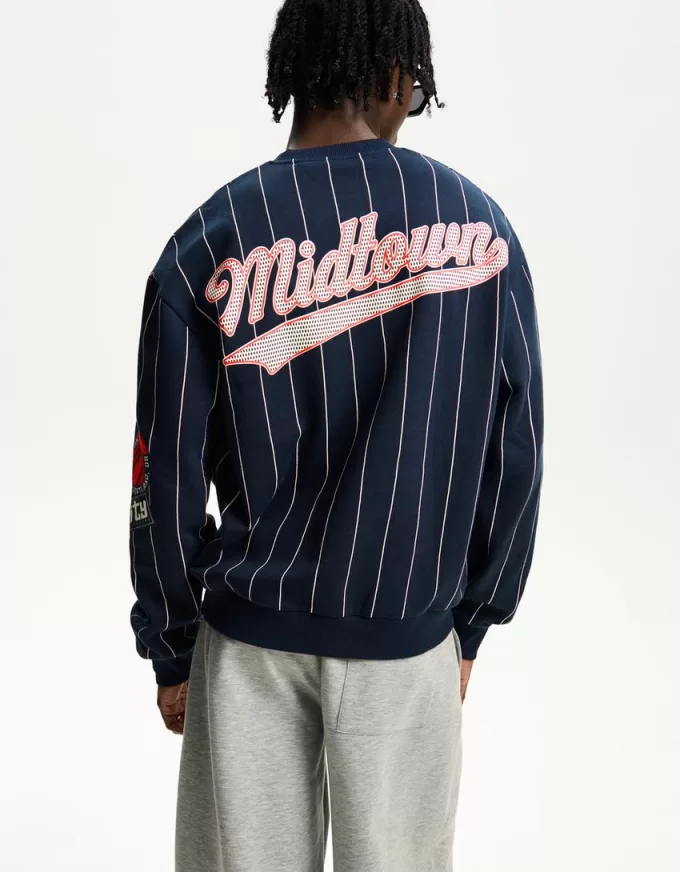Sportig sweatshirt med randigt tryck Sportig sweatshirt med randigt tryck