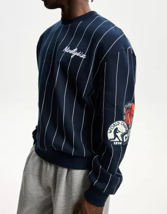 Sportig sweatshirt med randigt tryck