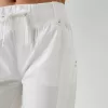 Straight fit bomullsbyxor med ribbad midja