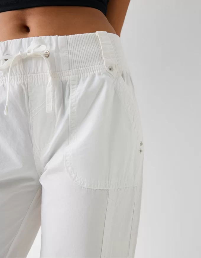 Straight fit bomullsbyxor med ribbad midja