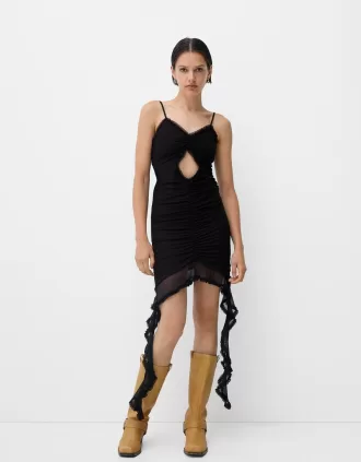 Strappy tyllklänning med volanger